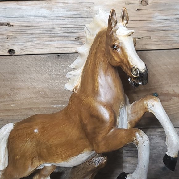 Wild Rearing Stallion/Horse Statue - Cast Plaster Resin - 13.5" Tall - Picture 2 of 7